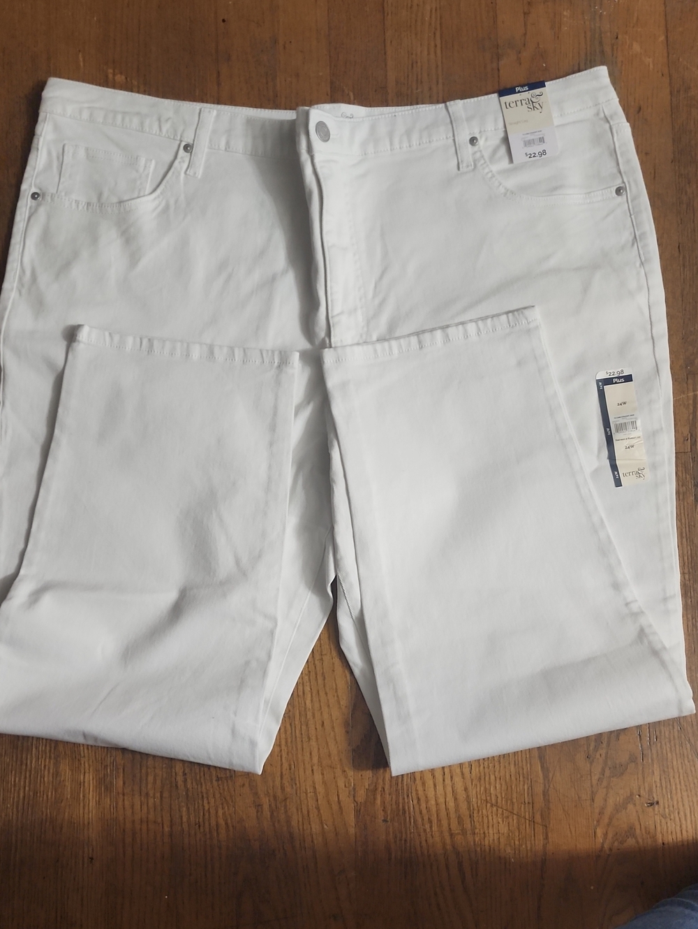 TERRA & SKY Woman's White Plus Size Jeans - Straight Leg Fit
